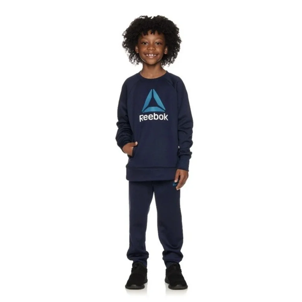 Reebok Boys Navy Blue Fleece Crewneck Sweatshirt Size Small (6-7) NWT